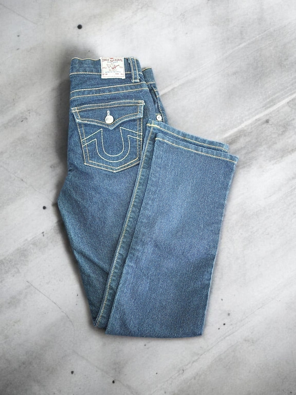 True Religion Straight Leg Dark Blue Denim Jeans